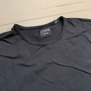 Cuts Pyca Pro Tee Shirt Mens Large Black Curve-Hem Short Sleeve Athletic Stretch